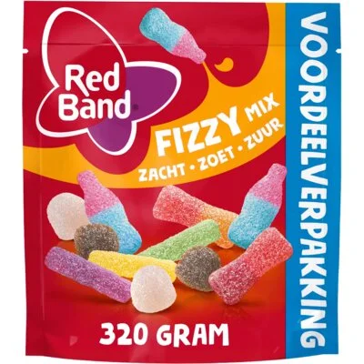 Red Band Fizzy snoep Mix Zacht Zoet Zuur Voordeelverpakking 330 g