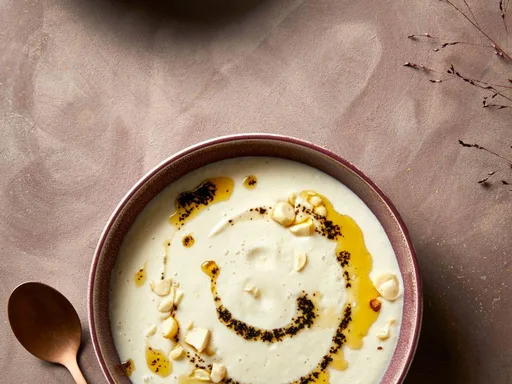 Bloemkoolsoep met zwarte knoflook