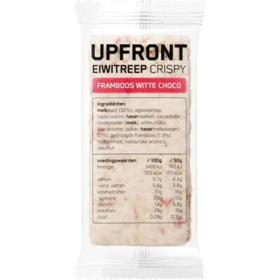 Upfront Eiwitreep crispy framboos witte choco