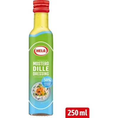 Hela Mosterd-Dille Dressing 50% Minder Suiker 250 ml