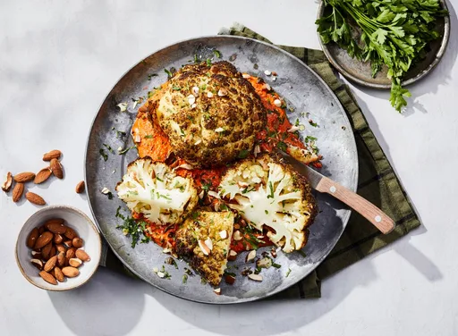 Bloemkool en romesco van de BBQ (vegan)