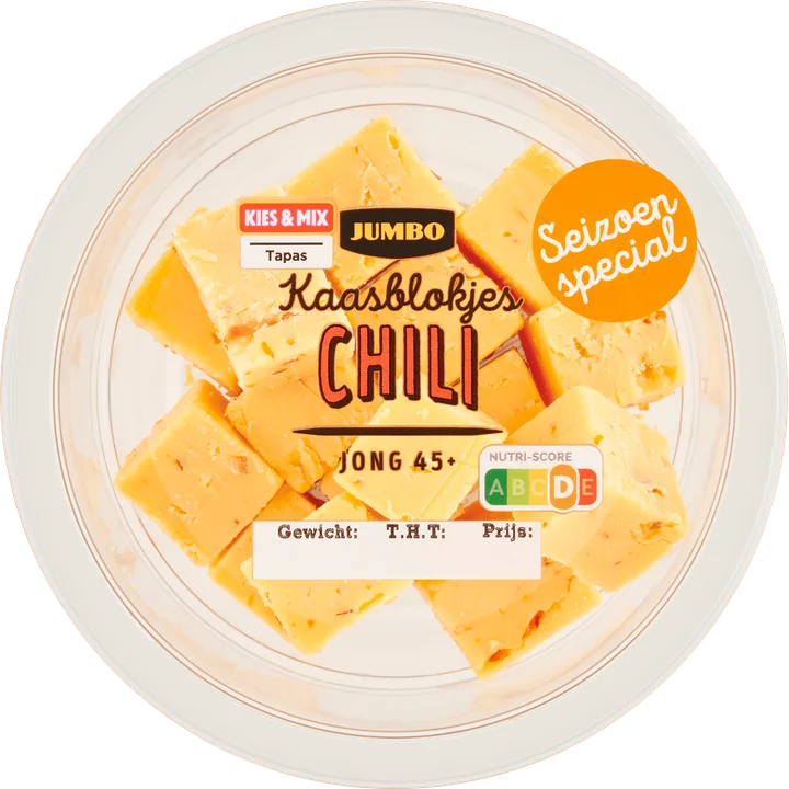Jumbo Kaasblokjes Chili Jong 45+ 100 g
