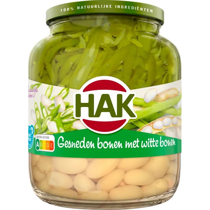 Hak Gesneden Bonen met Witte Bonen 685 g