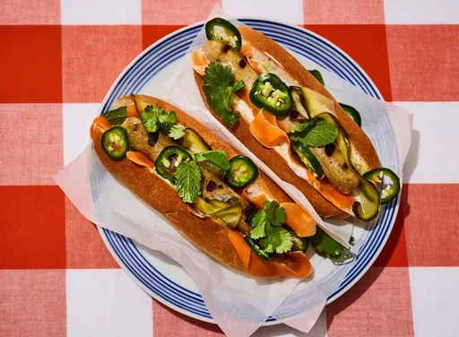 'Bánh mì' style hotdog van de BBQ