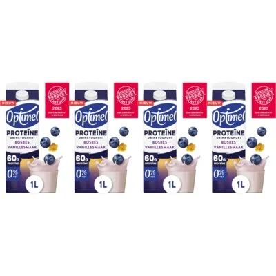 Optimel Drinkyoghurt protein bosbes vanil 4-pack