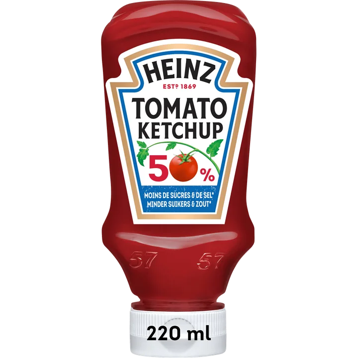 Heinz Tomato Ketchup 50% Minder Suikers en Zout 220 ml