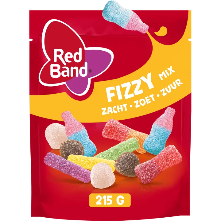 Red Band Fizzy snoep Mix Zacht Zoet Zuur 215 g