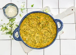 Bloemkoolrijst en vegagehakt onder een zoet pureedakje