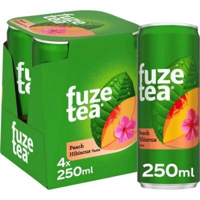 Fuze Tea Black ice tea peach hibiscus 4-pack