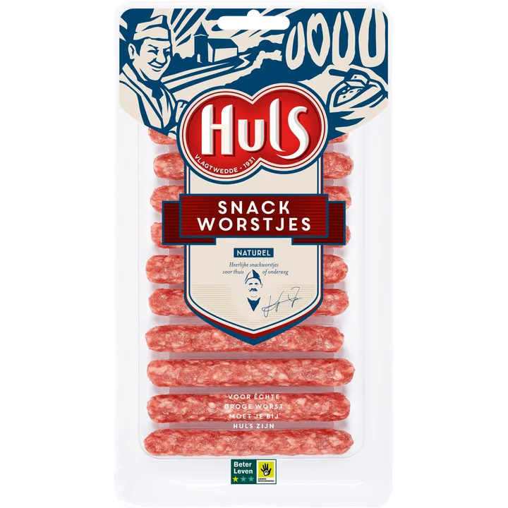 Huls Snackworstjes Naturel 121g