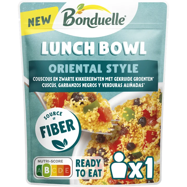 Bonduelle Lunch Bowl Oriental Style - Couscous en zwarte kikkererwten met gekruide groenten 250g