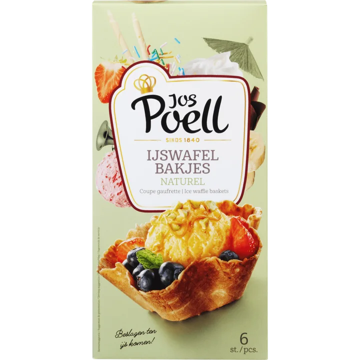 Jos Poell IJswafel Bakjes Naturel 6 Stuks 78 g