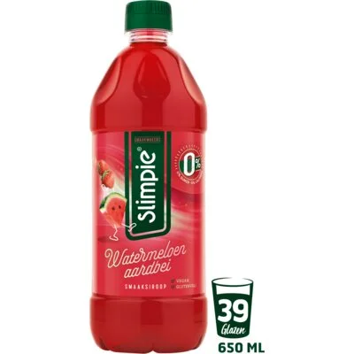 Slimpie Watermeloen aardbei siroop 0% suiker