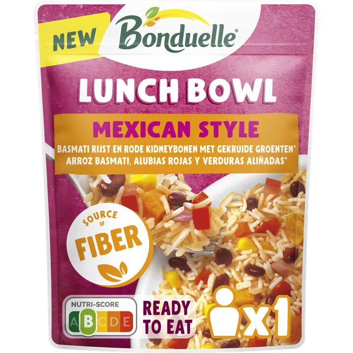 Bonduelle Lunch Bowl Mexican Style - Basmati rijst en rode kidneybonen met gekruide groenten 250g