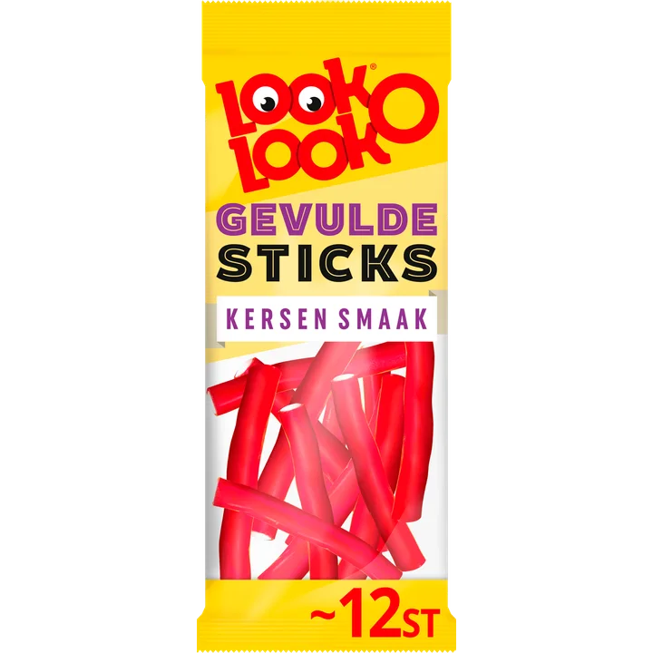 Look-O-Look Gevulde Kersen Sticks 12 stuks