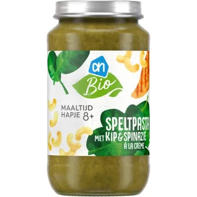 AH Biologisch Speltpasta met kip en spinazie 8m+
