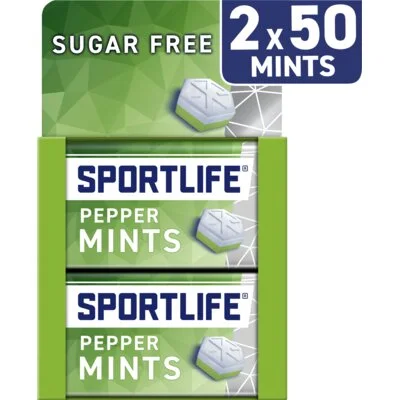 Sportlife Peppermint sugar free mints 2-pack