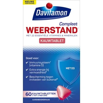 Davitamon Compleet weerstand kauwvitamines aardbei