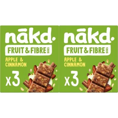 Nakd Fruit & fibre bars apple & cinn 2-pack