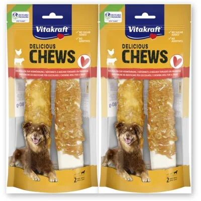 Vitakraft Delicious chews kauwrollen kip 2-pack