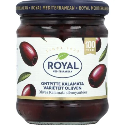 Royal Mediterranean Ontpitte Kalamata Variëteit Olijven 195 g