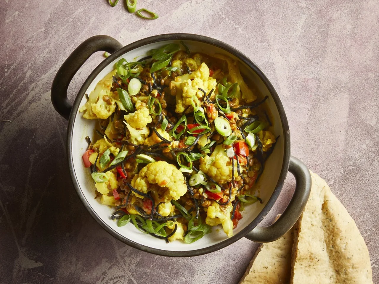 Bloemkool-linzencurry met hiziki