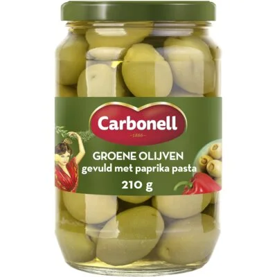 Carbonell Groene olijven gevuld met paprikapasta