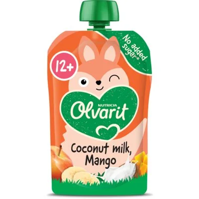 Olvarit Knijpfruit coconut milk, mango 12m+