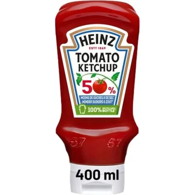 Heinz Tomato Ketchup 50% Minder Suikers en Zout 400 ml