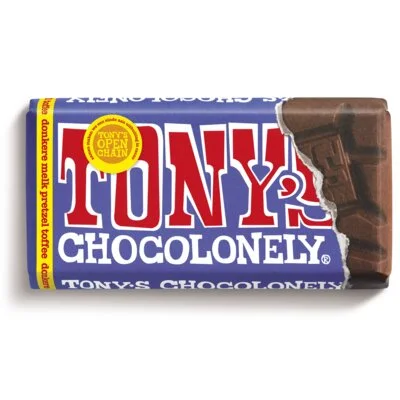 Tony's Chocolonely Reep donkere melk pretzel toffee