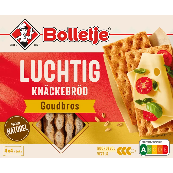 Bolletje Luchtig Knäckebröd Goudbros 4 x 4 Stuks 240 g