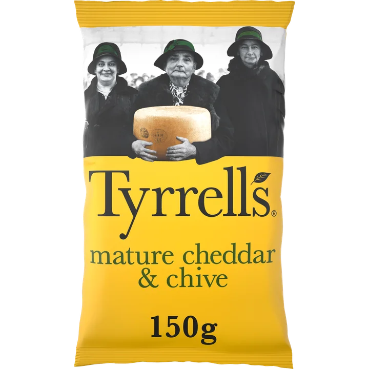 Tyrrells Mature Cheddar & Chive Chips 150 g