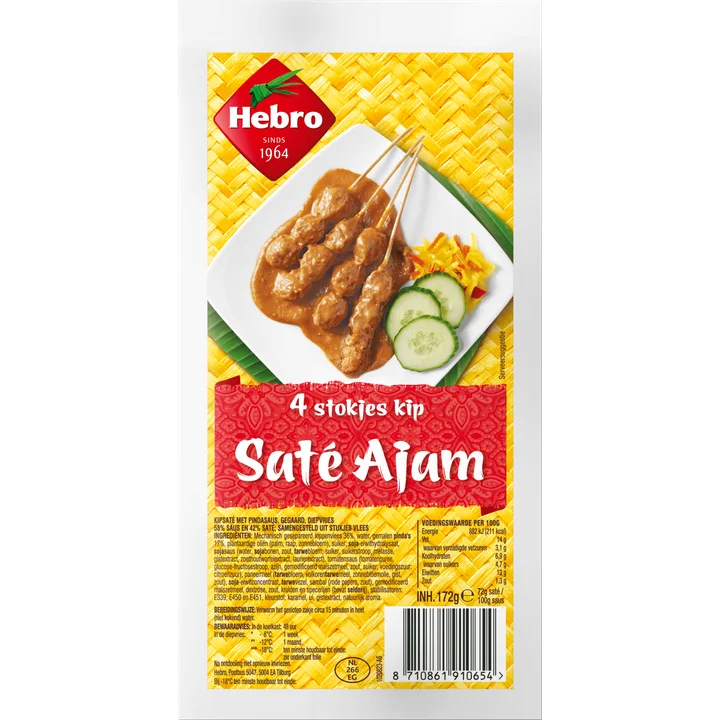 Hebro Kipsaté Ajam 4 stokjes 172 g