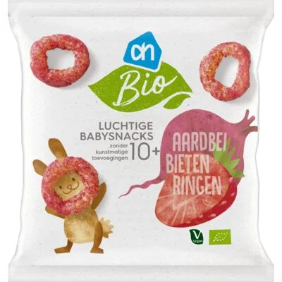 AH Biologisch Luchtige babysnacks aardbei bieten 10m+