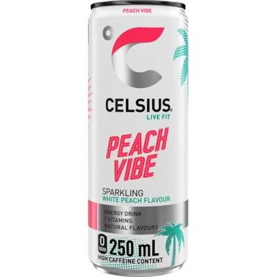 Celsius Sparkling peach vibe