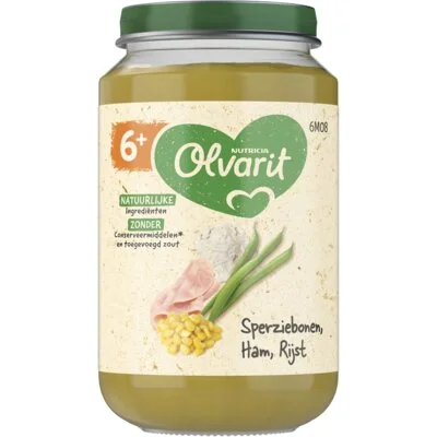 Olvarit 6+ mnd sperziebonen ham rijst