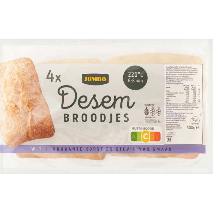 Jumbo - Desem Broodjes Wit - 4 Stuks