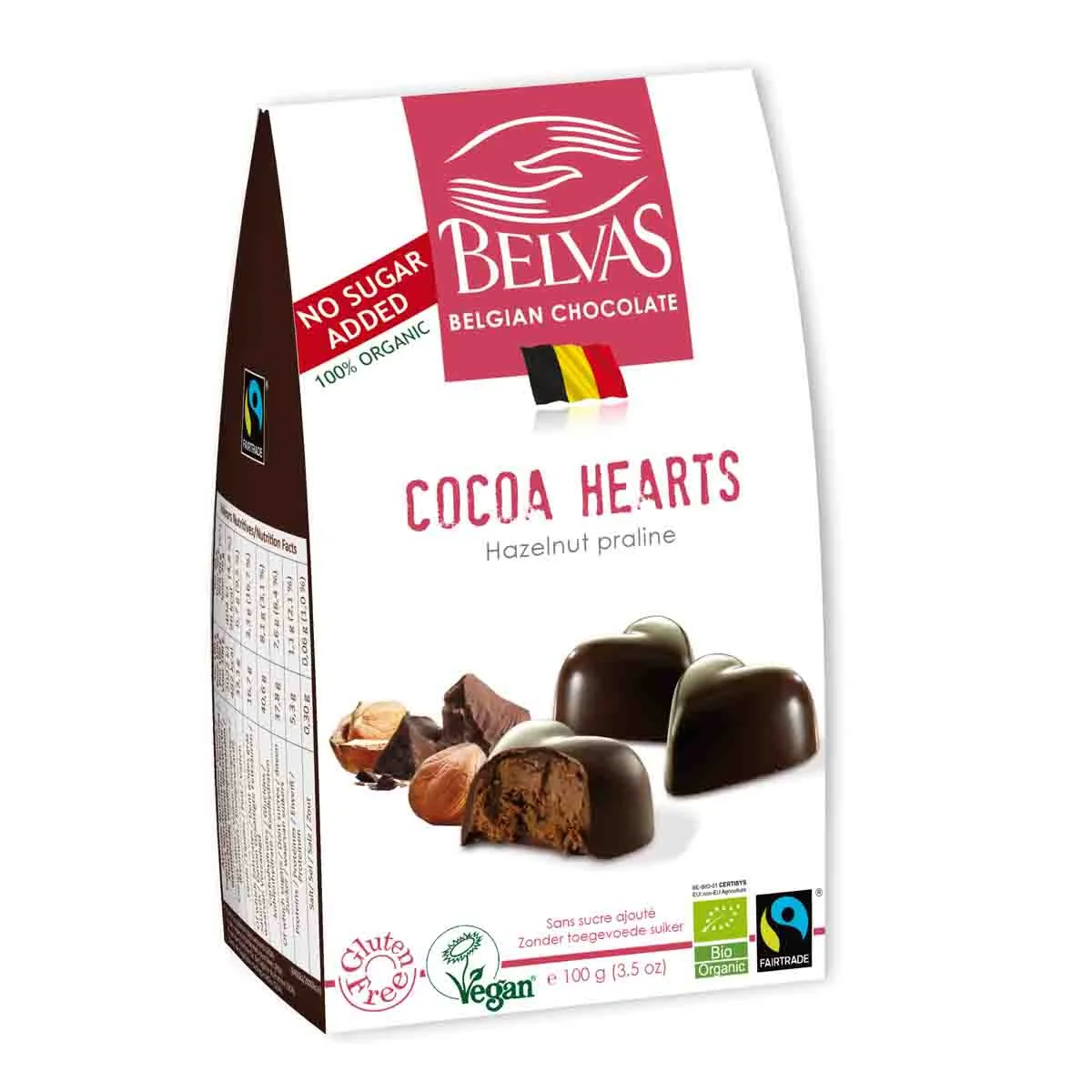 Cacao hearts natuurlijk gezoet vegan