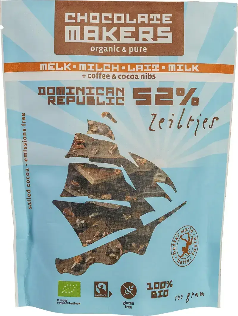 Chocozeiltjes melk met koffie & nibs