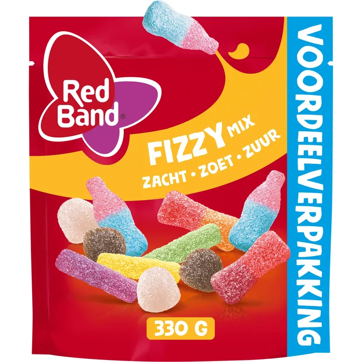 Red Band Fizzy snoep Mix Zacht Zoet Zuur Voordeelverpakking 330 g