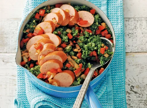 Boerenkoolstamppot met rode paprika