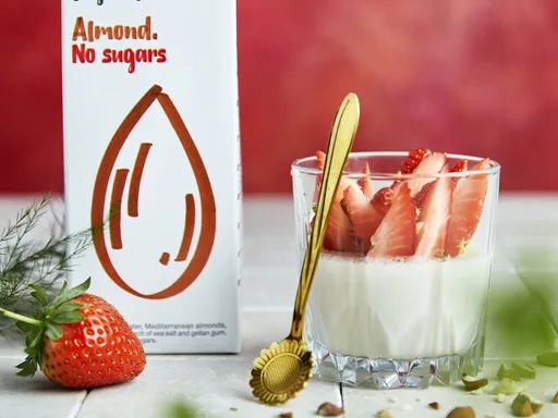 Amandel-panna cotta met aardbeien