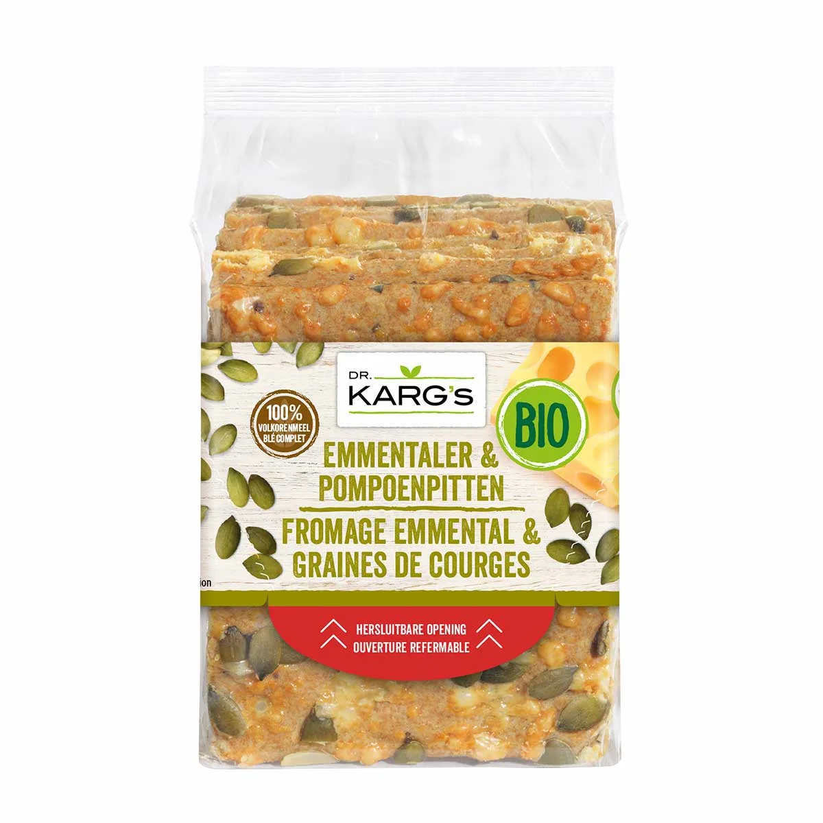 Crispbread emmentaler kaas pompoenpit