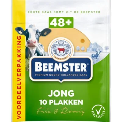 Beemster Jong Kaas Voordeelverpakking 10 Plakken 0,250 kg