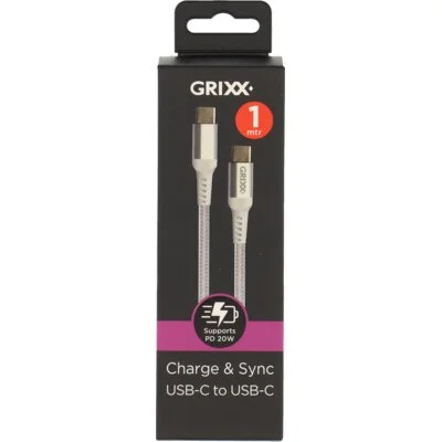Grixx USB-C to USB-C white 1 meter
