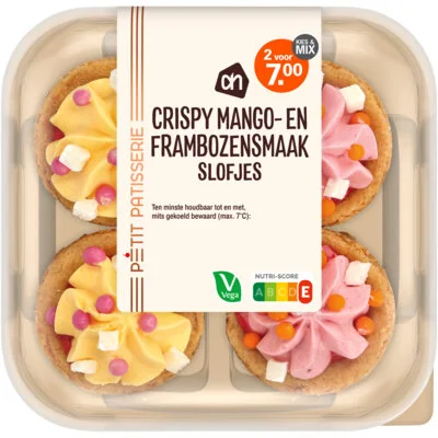 AH Crispy mango- en frambozensmaak slofjes
