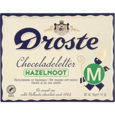 Droste Chocoladeletter hazelnoot melk M,P,S