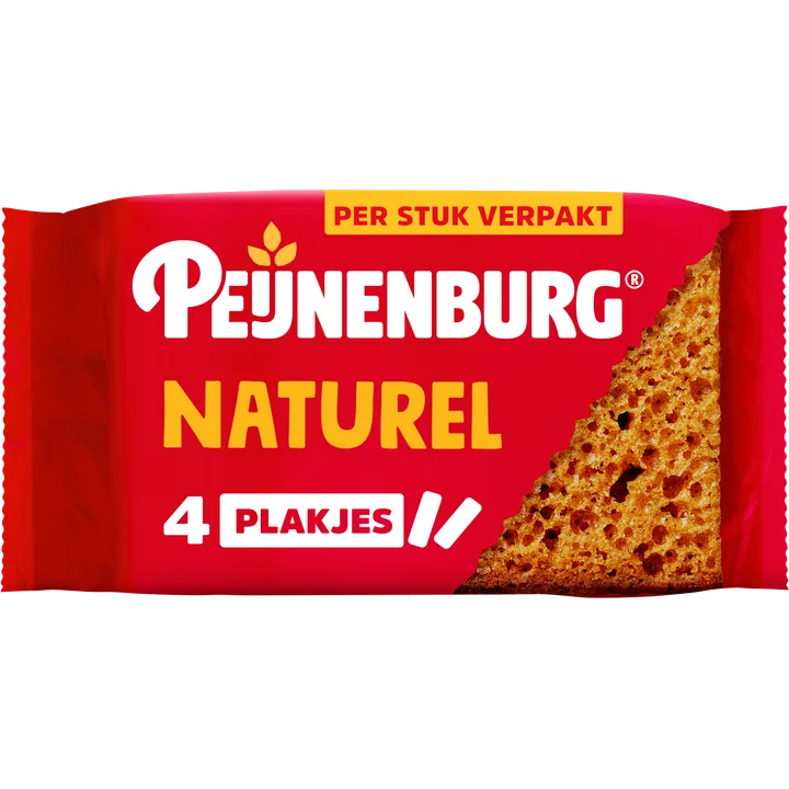 Peijnenburg ontbijtkoek naturel 4-pack per stuk verpakt