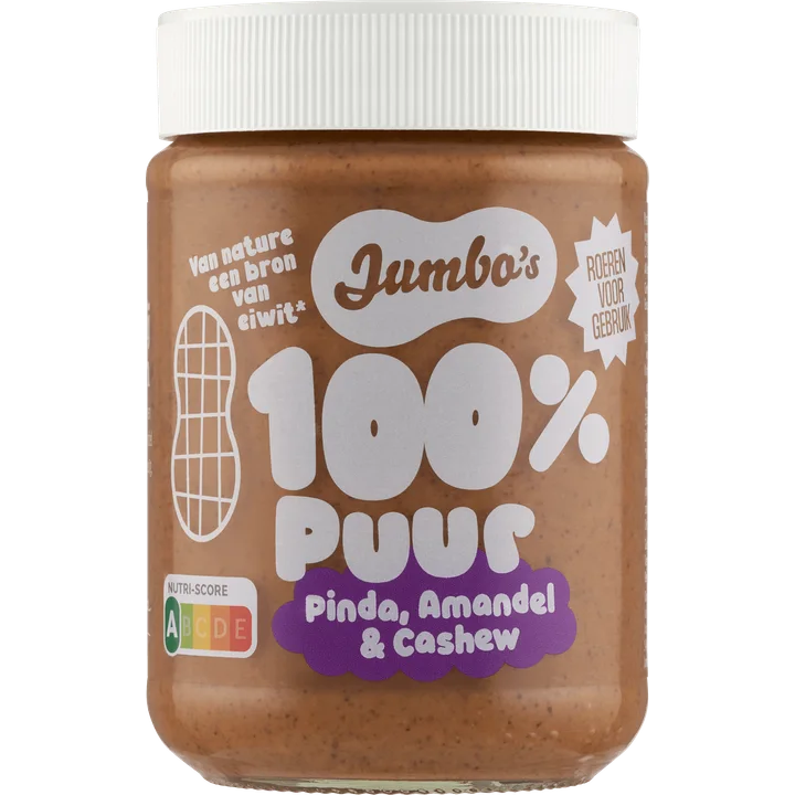 Jumbo's 100% Puur Notenpasta Pinda, Amandel & Cashew 350 g