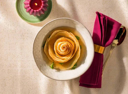 Bouillon met knolselderijbloem